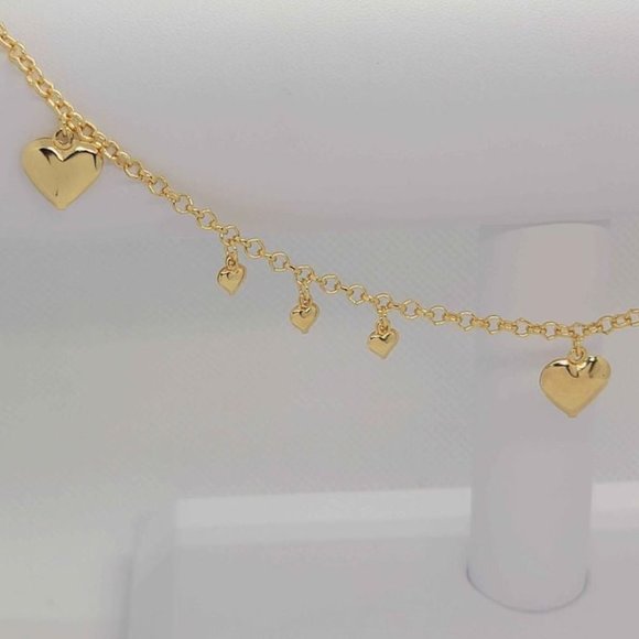 Brand New Brazilian 18k Gold Filled Multi Heart Anklet - Picture 2 of 3